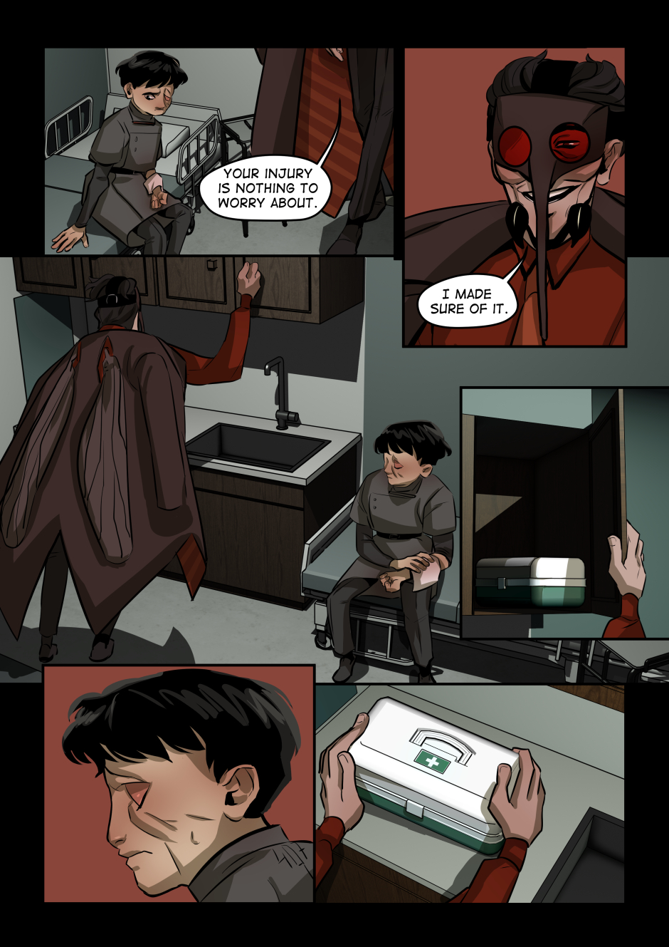 Anopheles opens a cabinet.