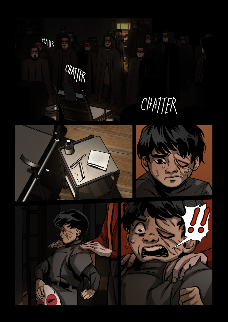 A young boy sees a cult ceremony.