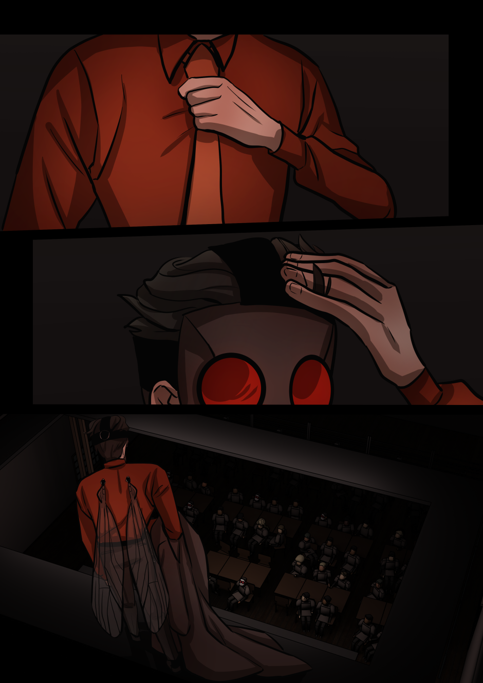Anopheles prepares to make his entrance above the stage.
