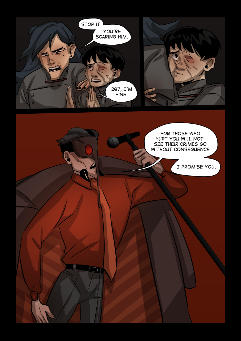267 tells the cultist to stop scaring the boy.