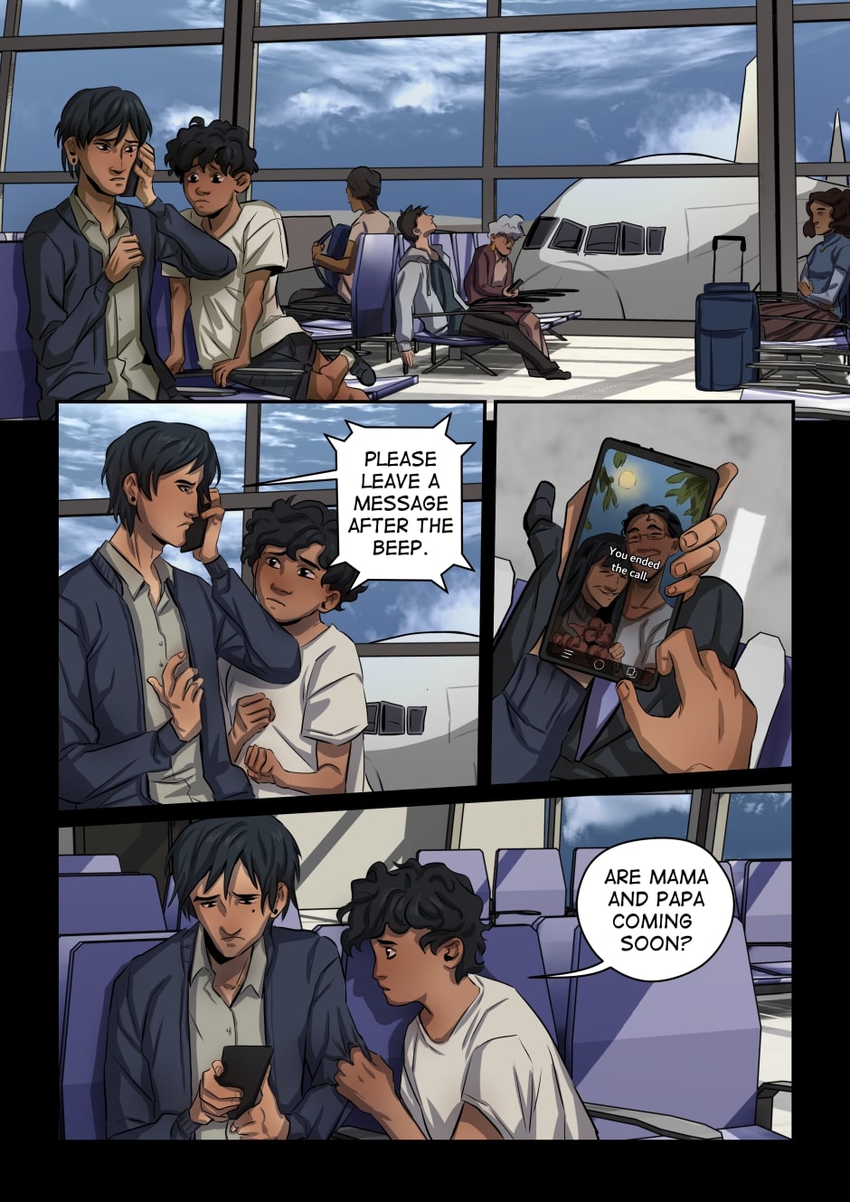 There's a flashback to 267 and his brother at the airport.
