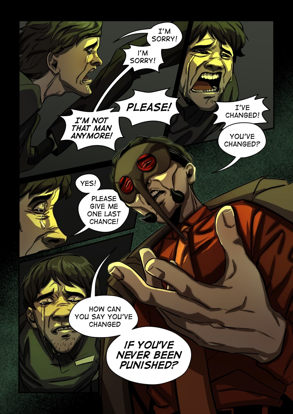 Anopheles kicks the guy down the stairs.