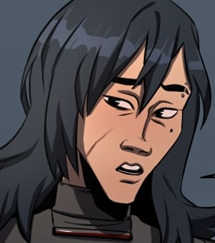 A drawing of a blue haired teenager.